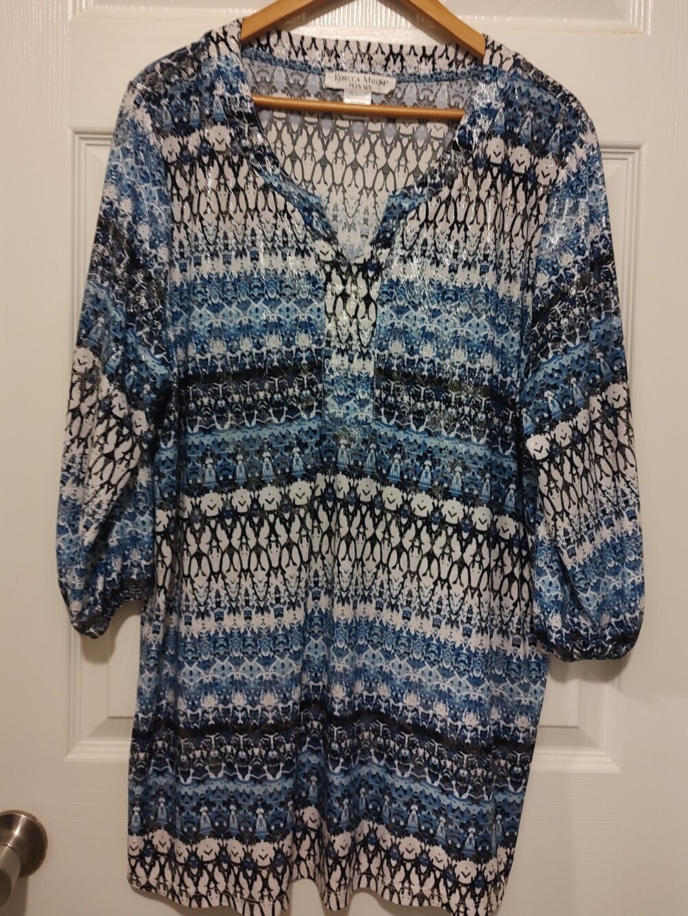 Rebecca Malone Blue and White Patterned Women's Tunic